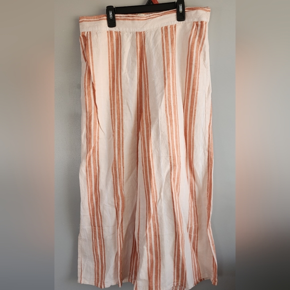 Christian Siriano New York Medium Linen Blend Striped Palazzo Wide Leg pant - Picture 3 of 6